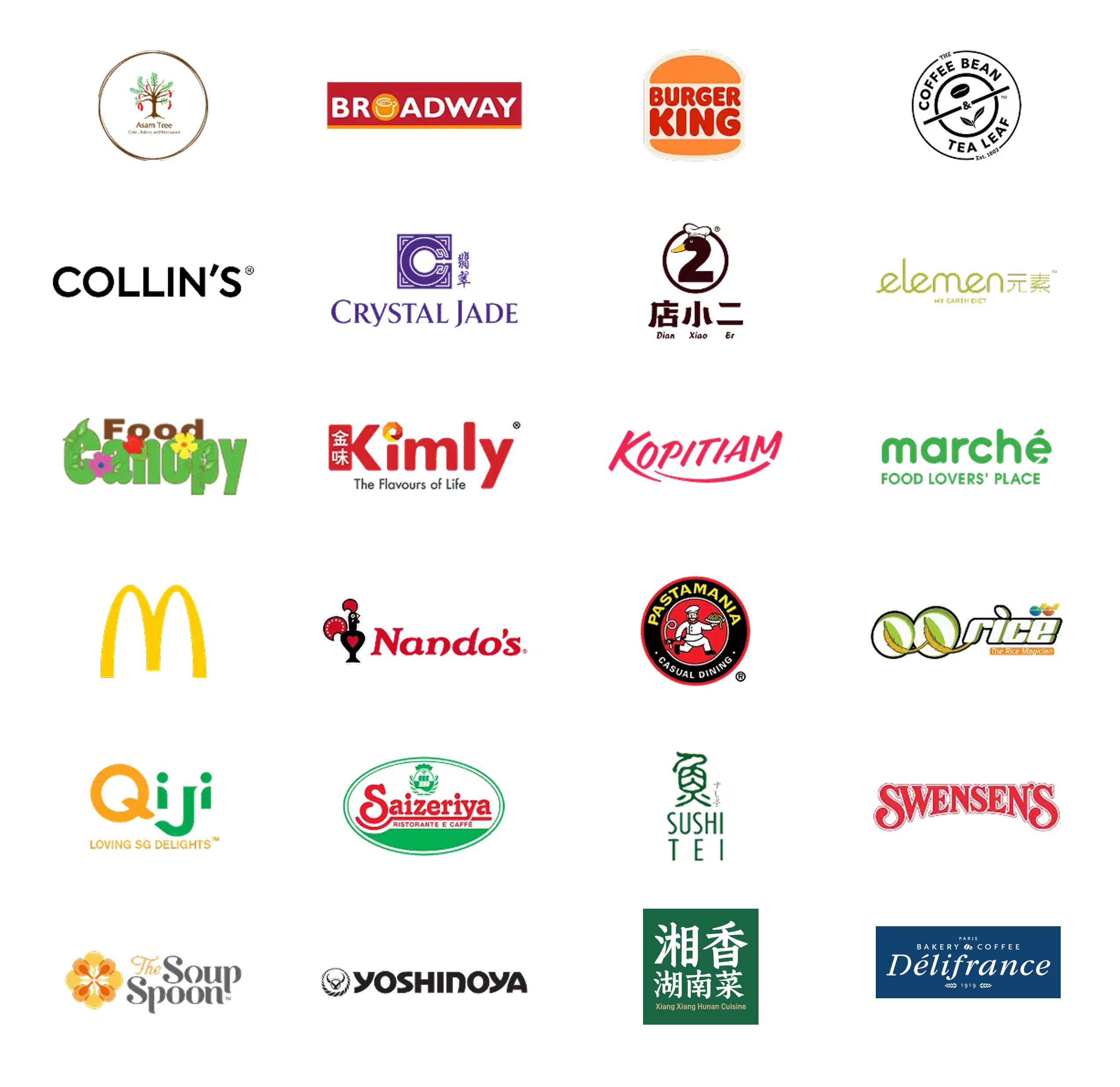 A series of logos of F&B operators that are the pledgors.
