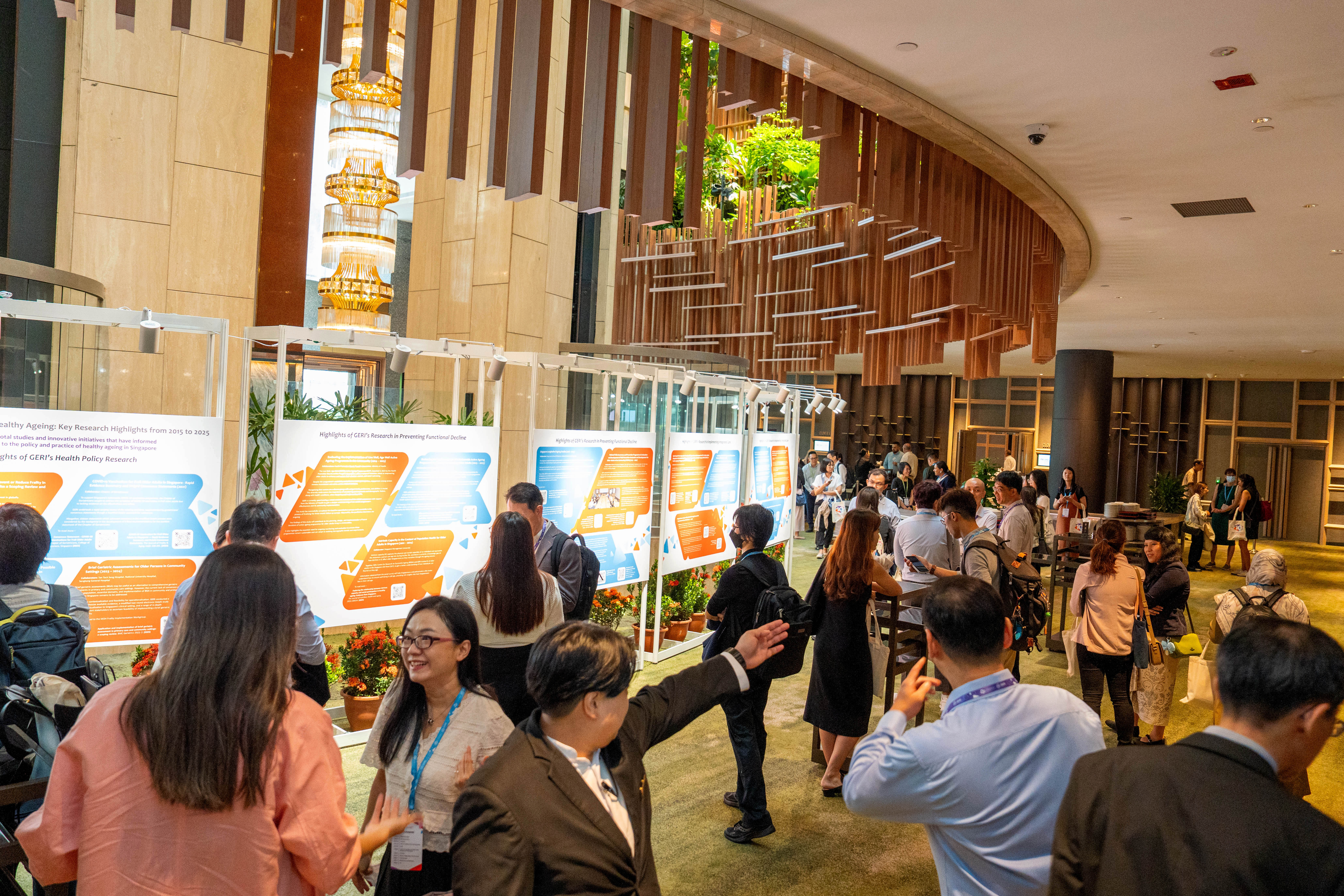 Guests interacting at the exhibition area