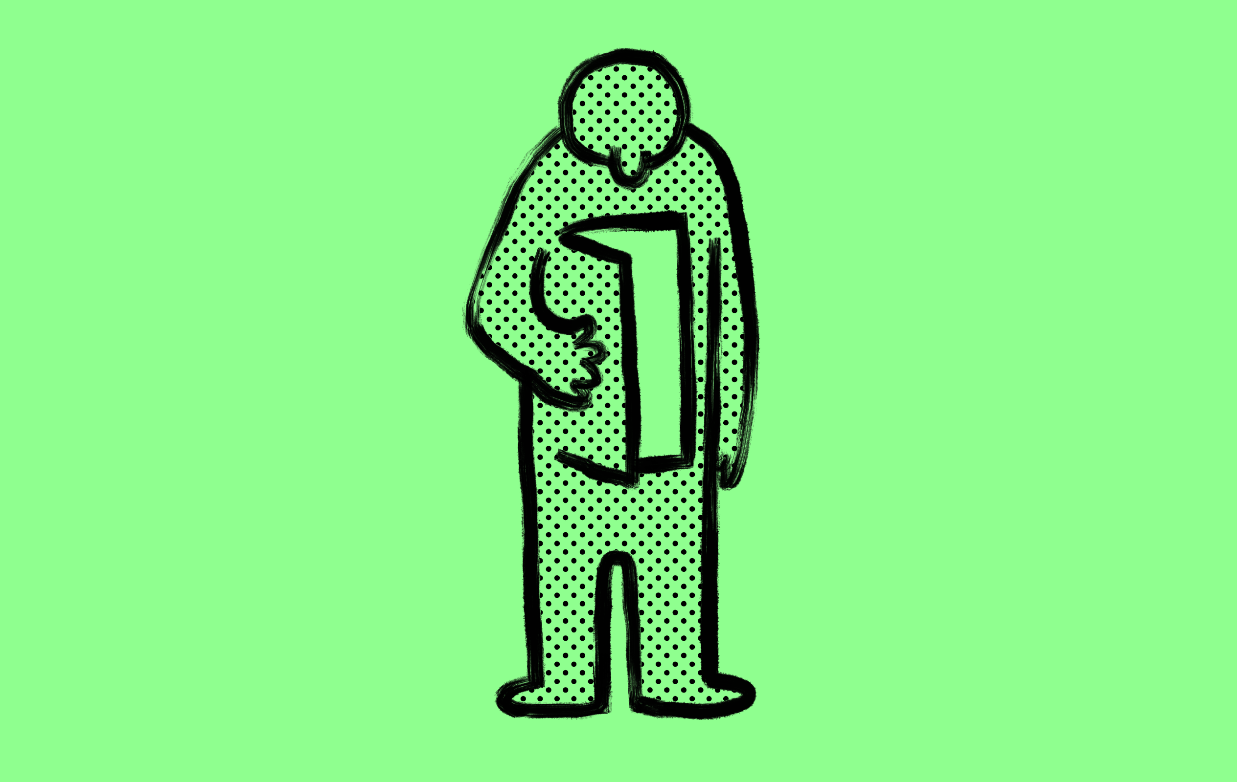 A figure with a door stomach
