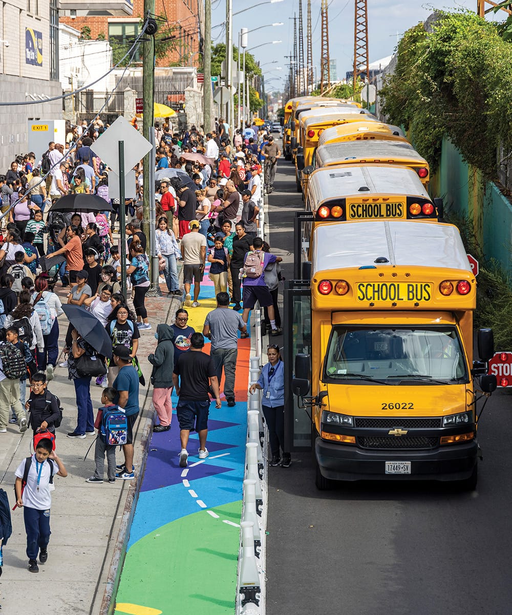 Pedestrianisation of parking along 44th Avenue in New York City