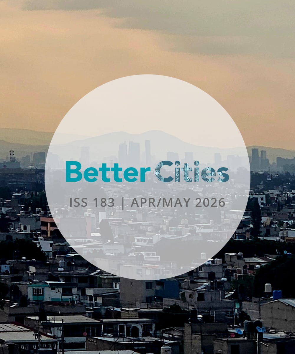 BC 183 Cover with background of Aerial view of the buildings in Mexico City