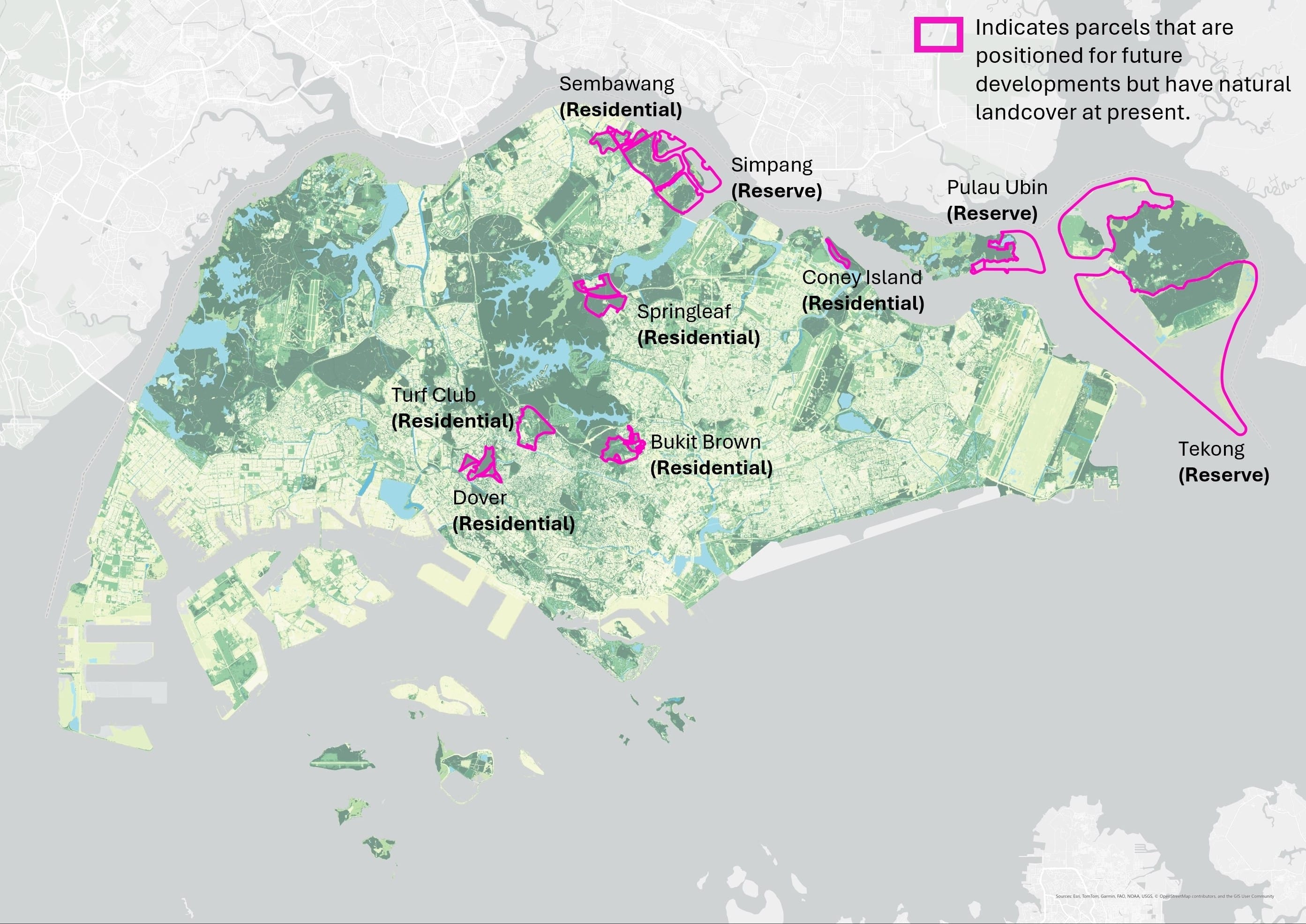 Image of planned developments of reserved sites