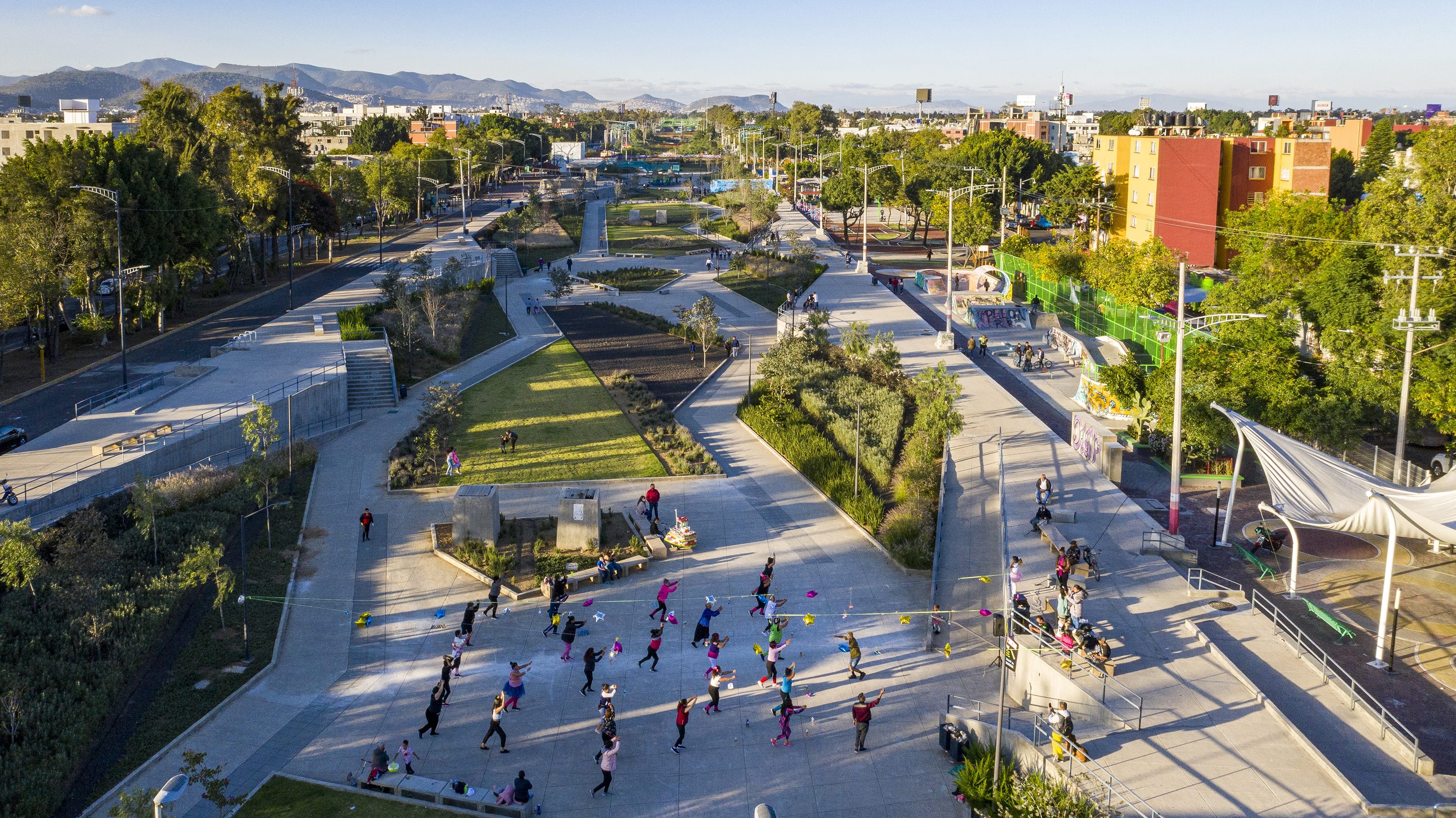 Photo of people dancing in Parque Lineal Gran Canal, Mexico City