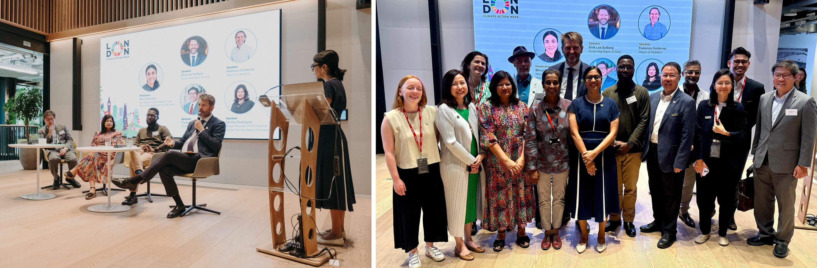 Regenerative City Forum Panel Discussion (left) and Group Photo (right)