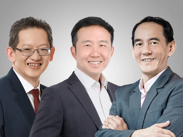 Photo of Guud CEO Desmond Tay, Tan Ah Tuan, executive vice president of R&D labs at Ensign, and Skylab group COO Stephen Ho