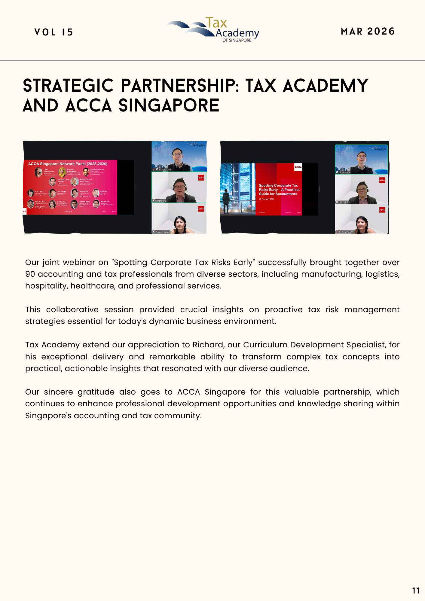 Strategic Partnership Tax Academy and ACCA Singapore