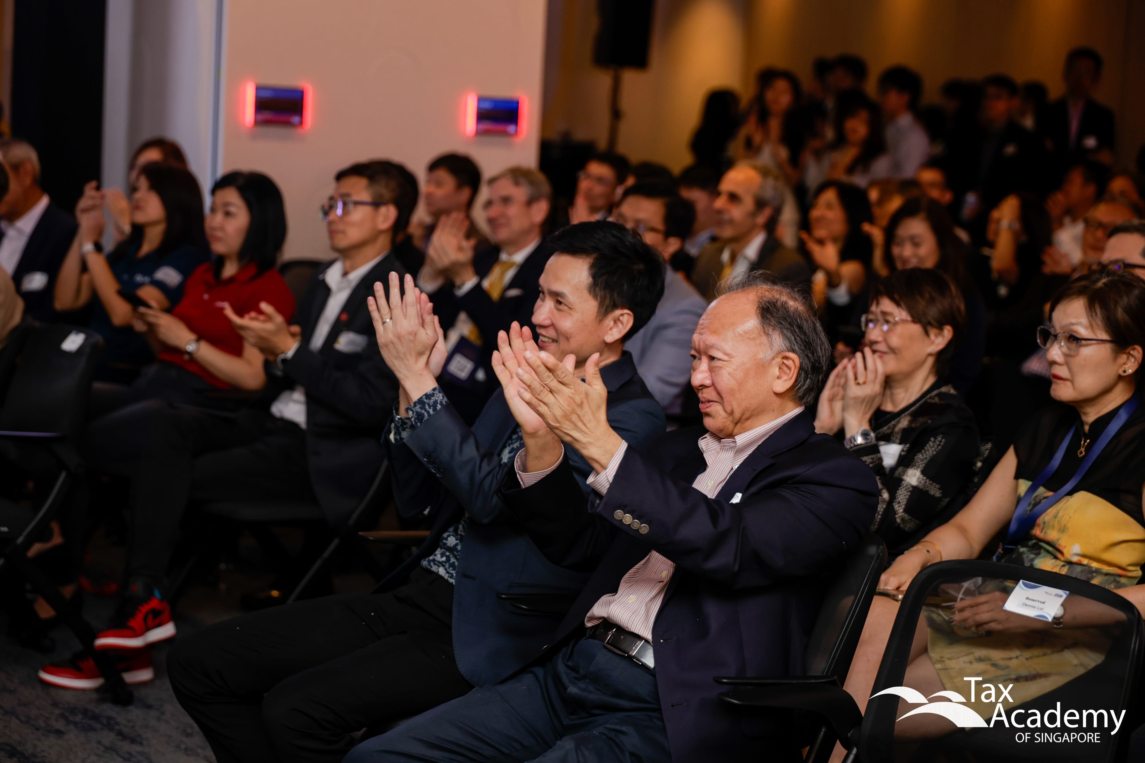 Commissioner of IRAS, Mr Ow Fook Chuen, and Chairman of Tax Academy of Singapore, Mr Tham Sai Choy, among the audiences in the Opening Ceremony of the Tax Academy of Singapore Hub.