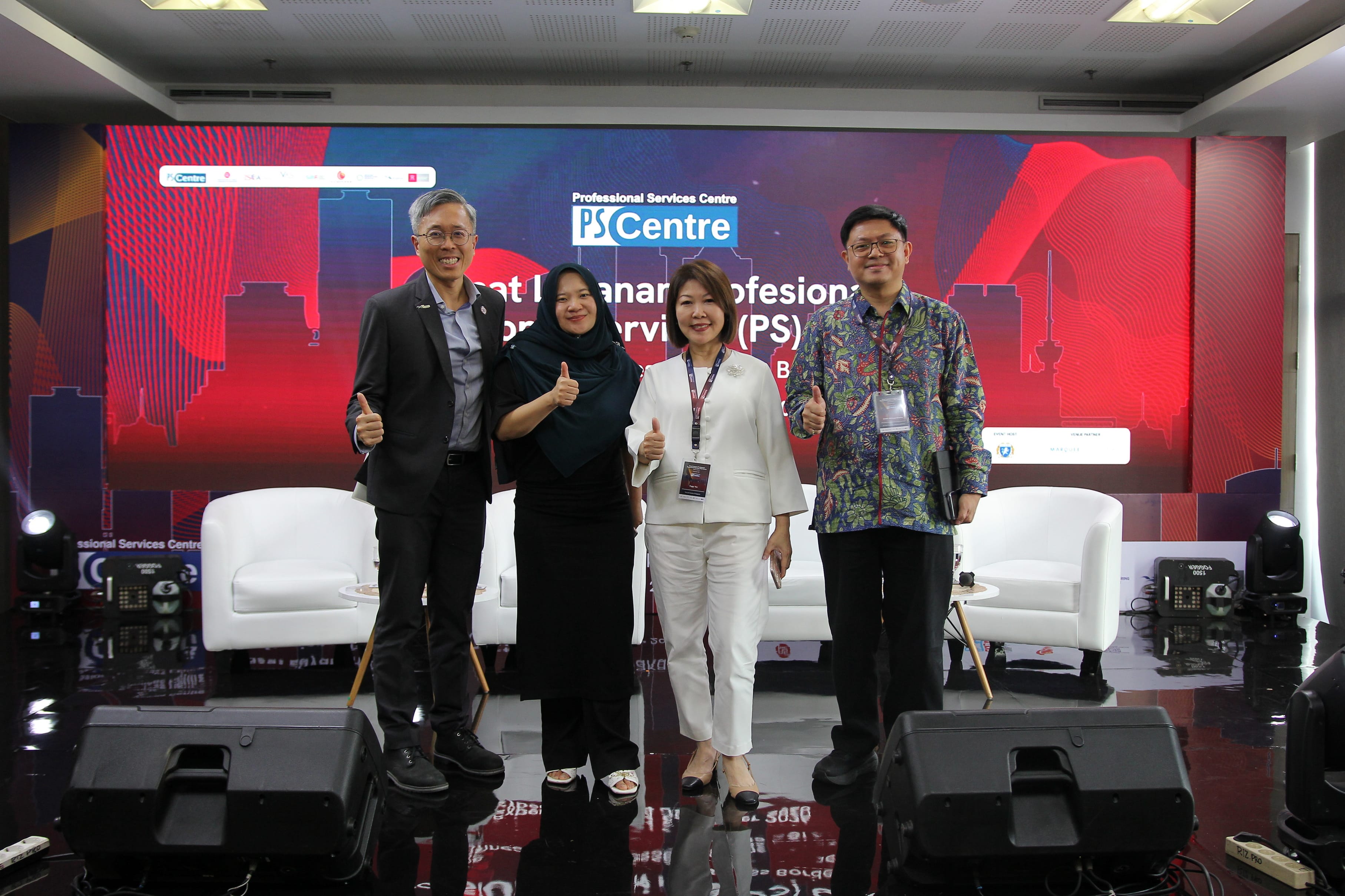 Panelist at the Opening of the PS Centre Jakarta. From left to right, Mr. Dennis Lui, Ms. Hamidah Aidillah Mustafa, Ms. Peggy Sarah Yee May Kuen, Mr. Siddhi Widyaprathama.