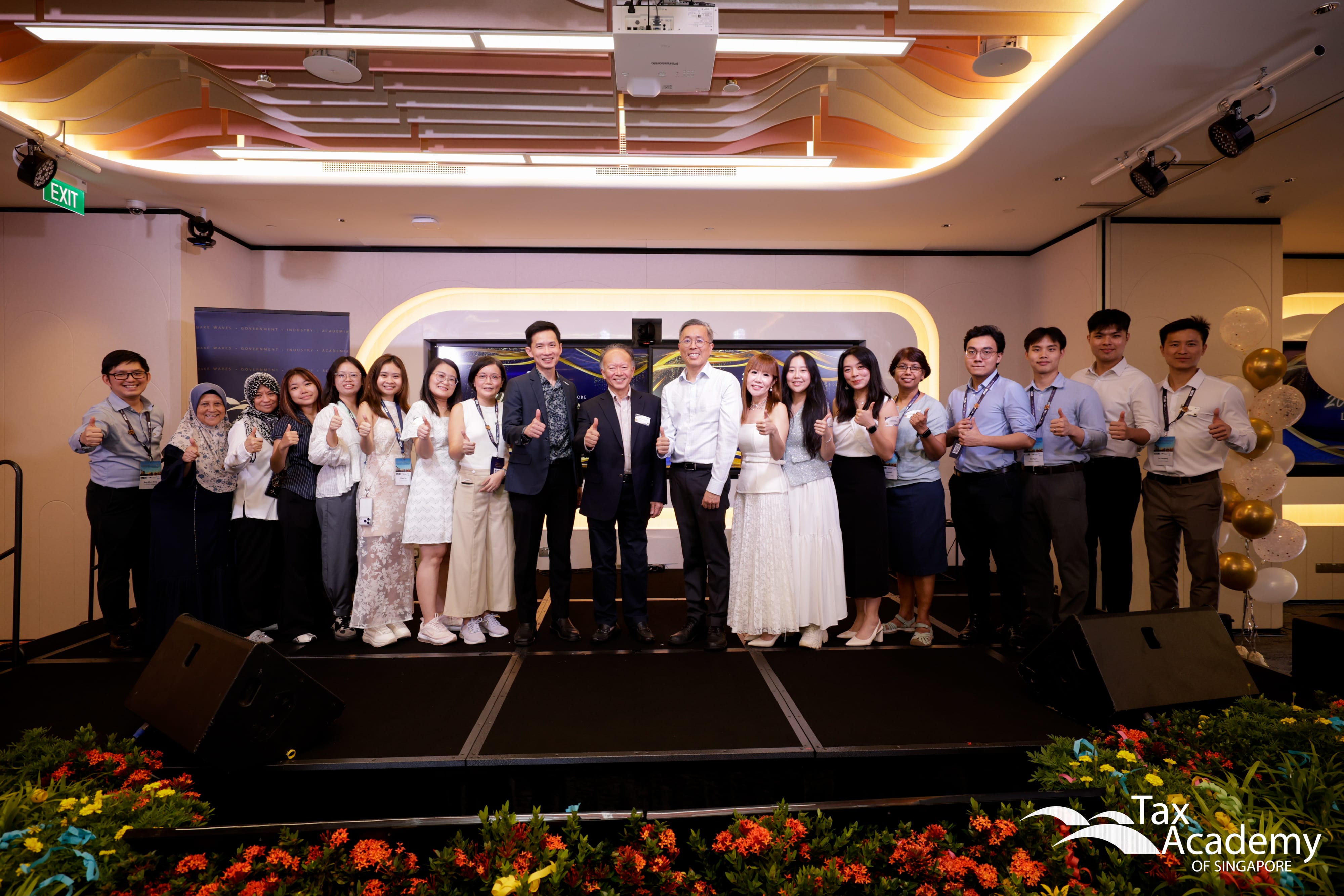 Tax Academy Team, with Commissioner of IRAS, Mr Ow Fook Chuen, Chairman of Tax Academy, Mr Tham Sai Choy, and CEO of Tax Academy, Mr Dennis Lui