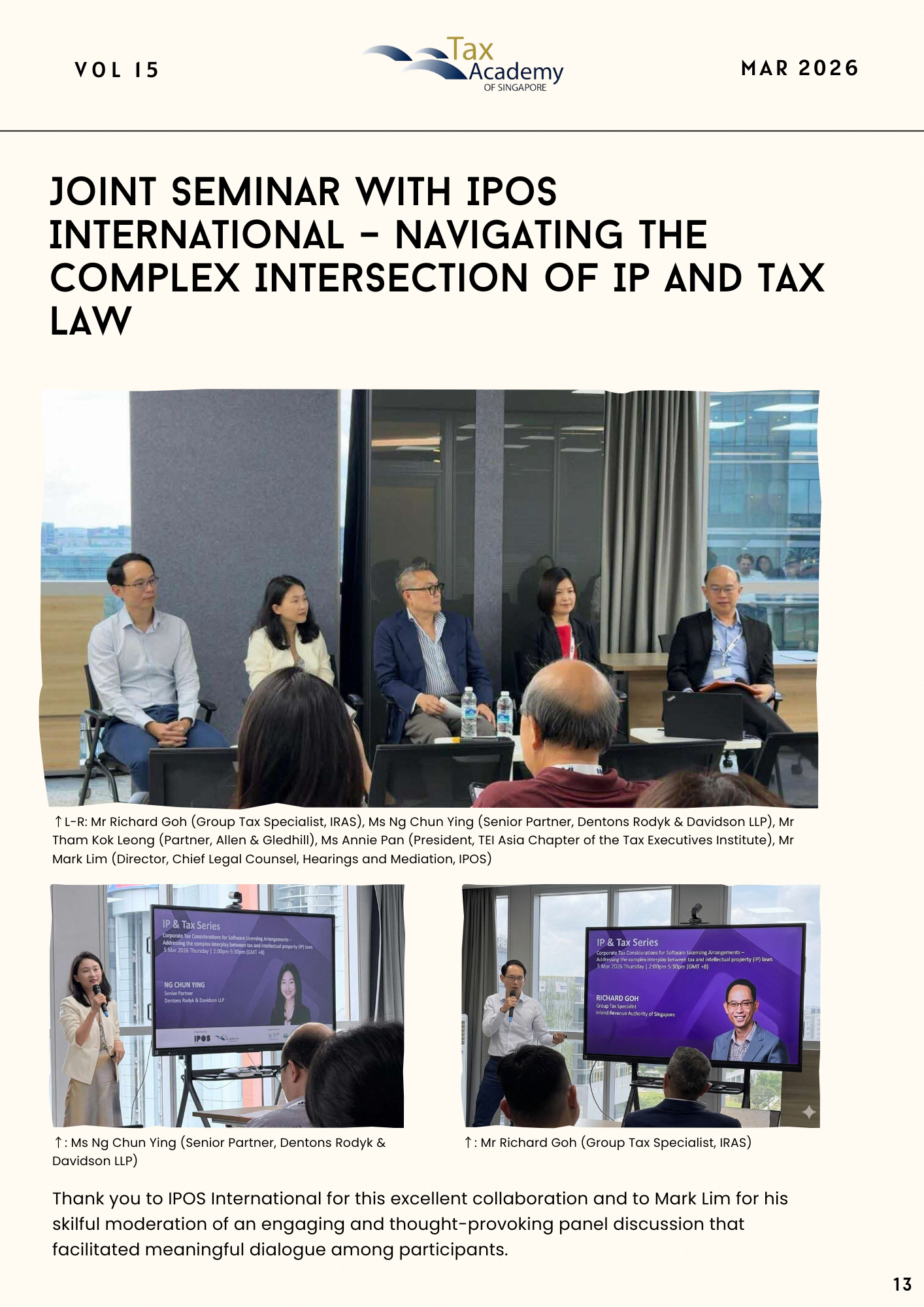 Joint Seminar with IPOS International - Navigating the complex interaction of IP and Tax Law