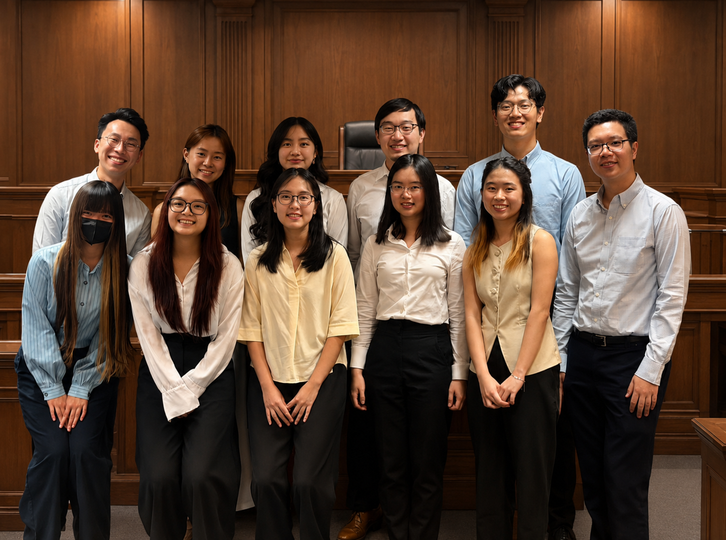 A group of interns smiling happily at the camera
