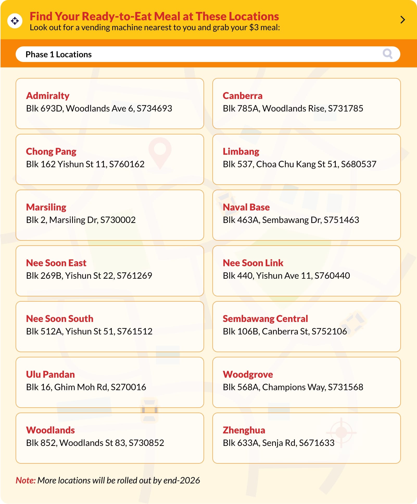 Meal locations