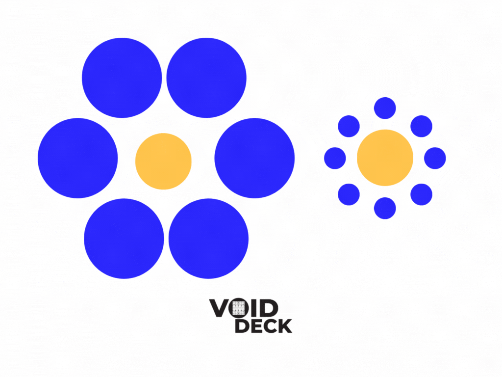 Blue and yellow circle clusters beside a smaller matching pattern, with "VOID DECK" text below.