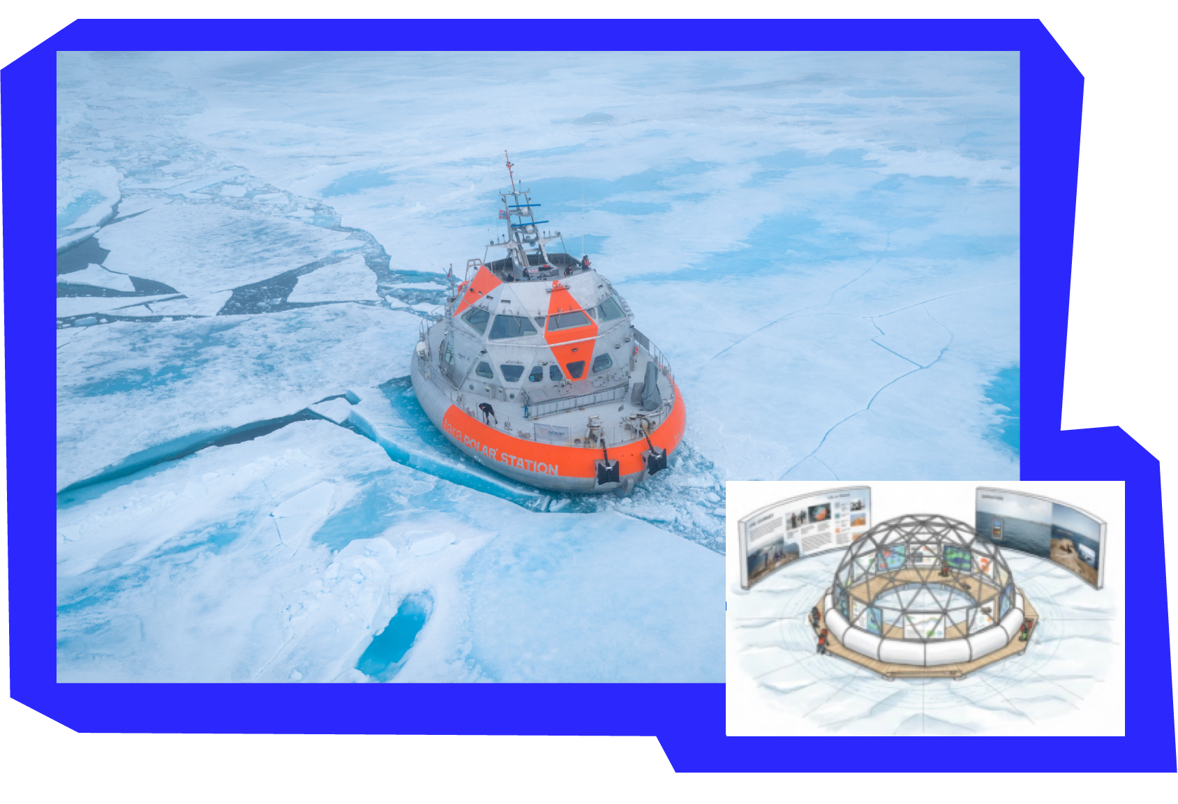A floating station in the arctic station. Looks like a boat.