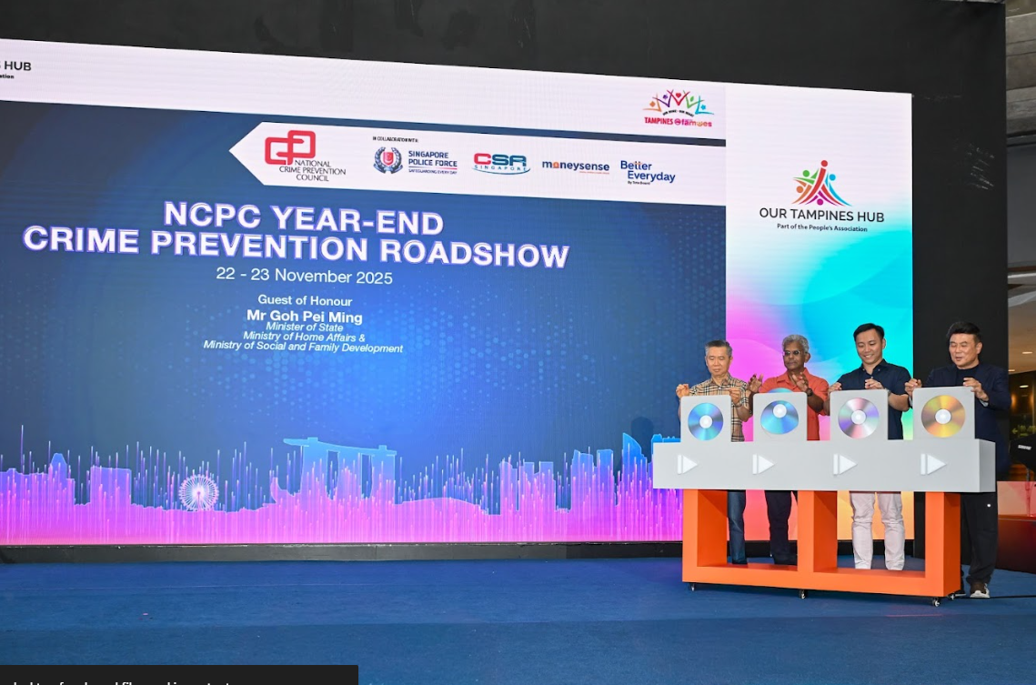 Four people on stage at the NCPC Year-End Crime Prevention Roadshow on 22-23 November 2025.