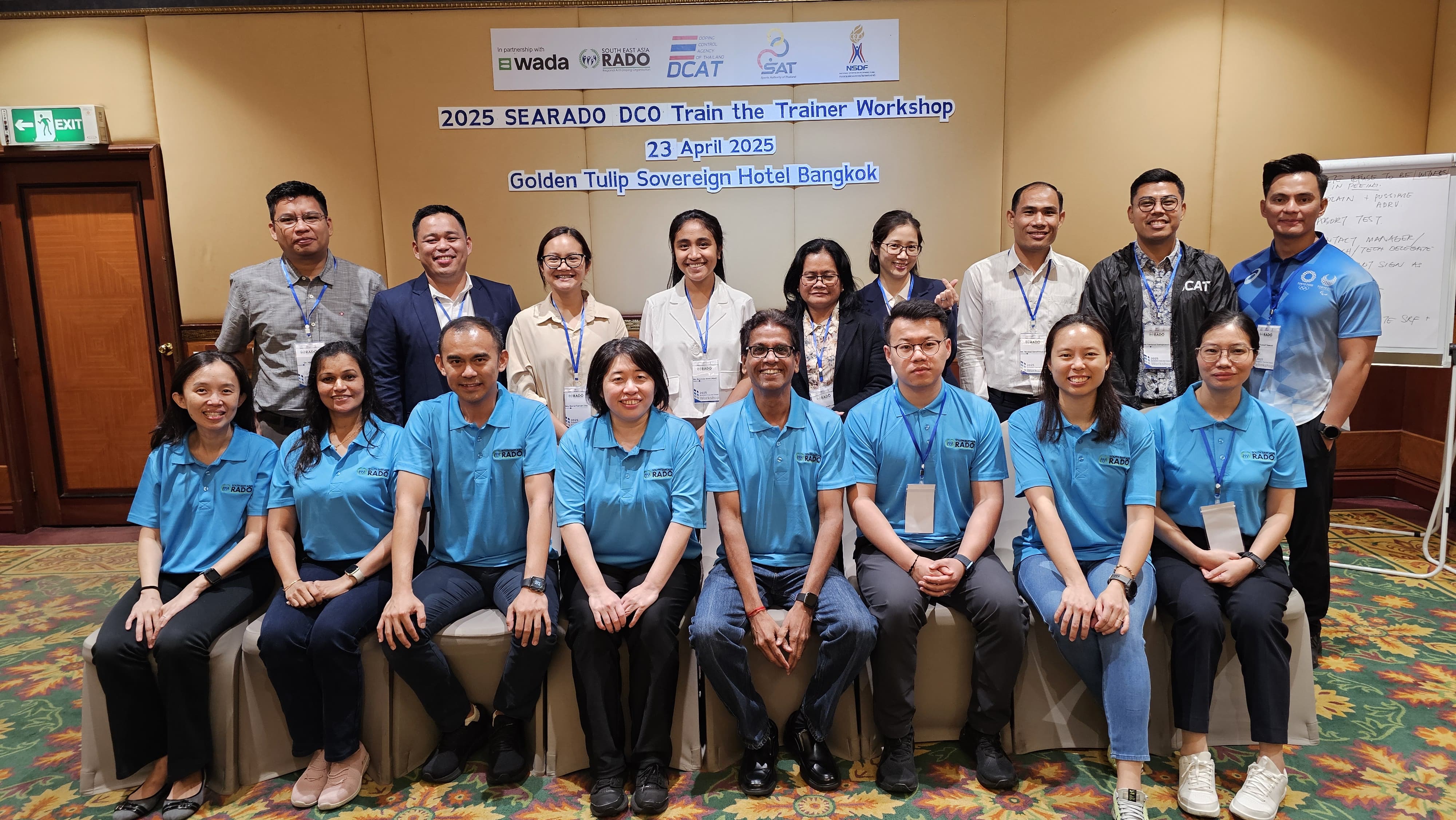 Group of people posing at the 2025 SEARADO DCO Train the Trainer Workshop on 23 April in Bangkok.