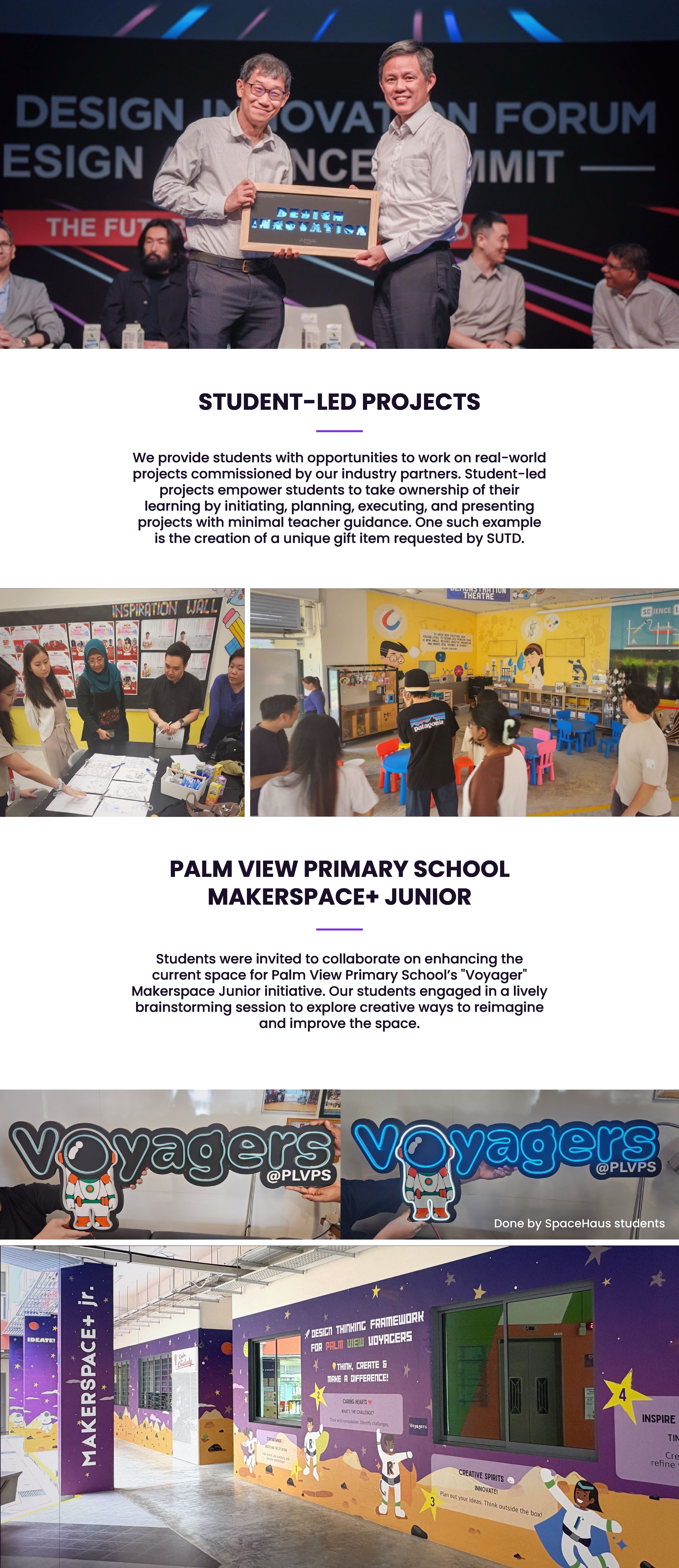 Photos of student-led projects conducted in collaboration with Palm View Primary School.