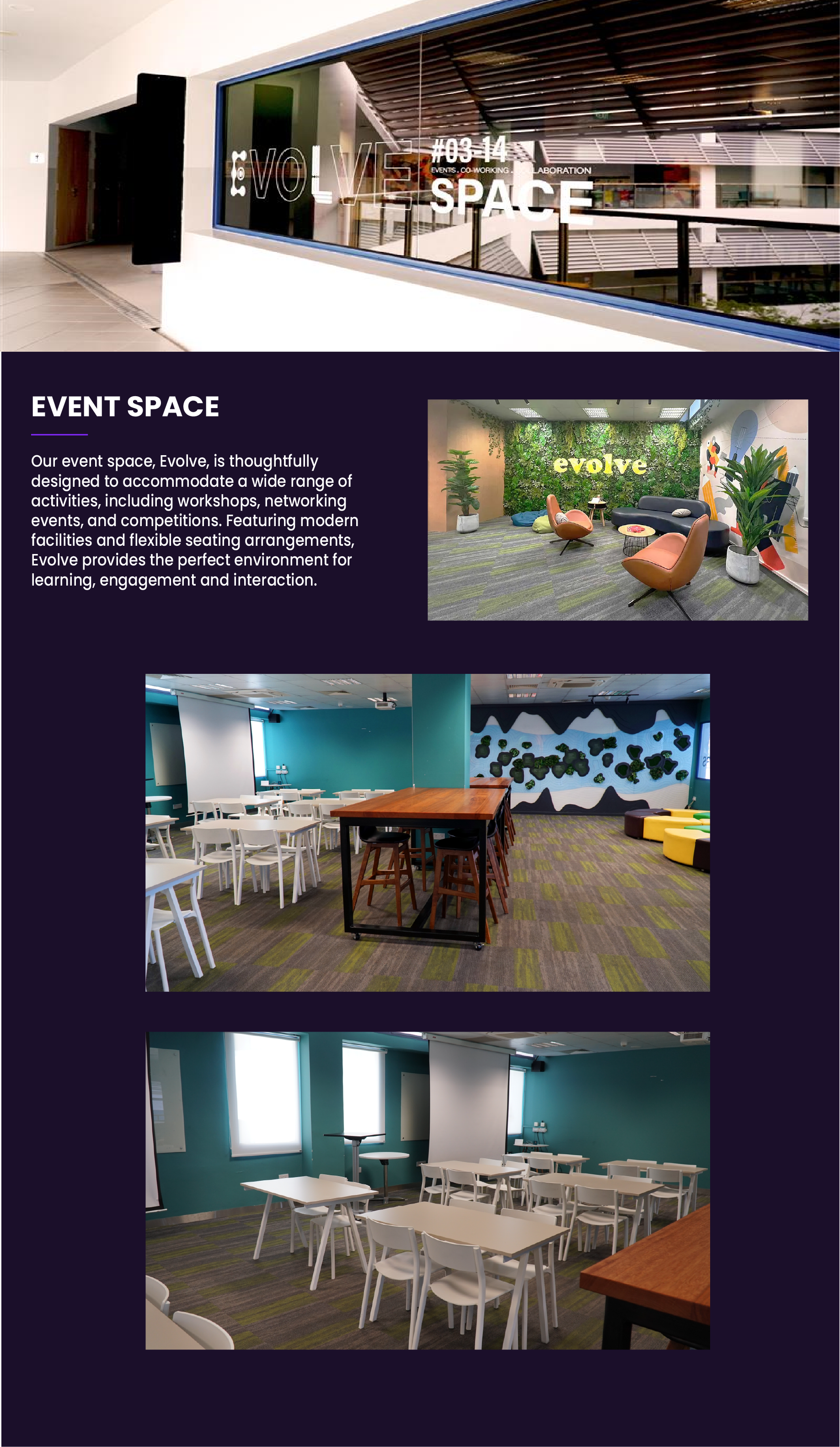 Images showing different corners of the event space.