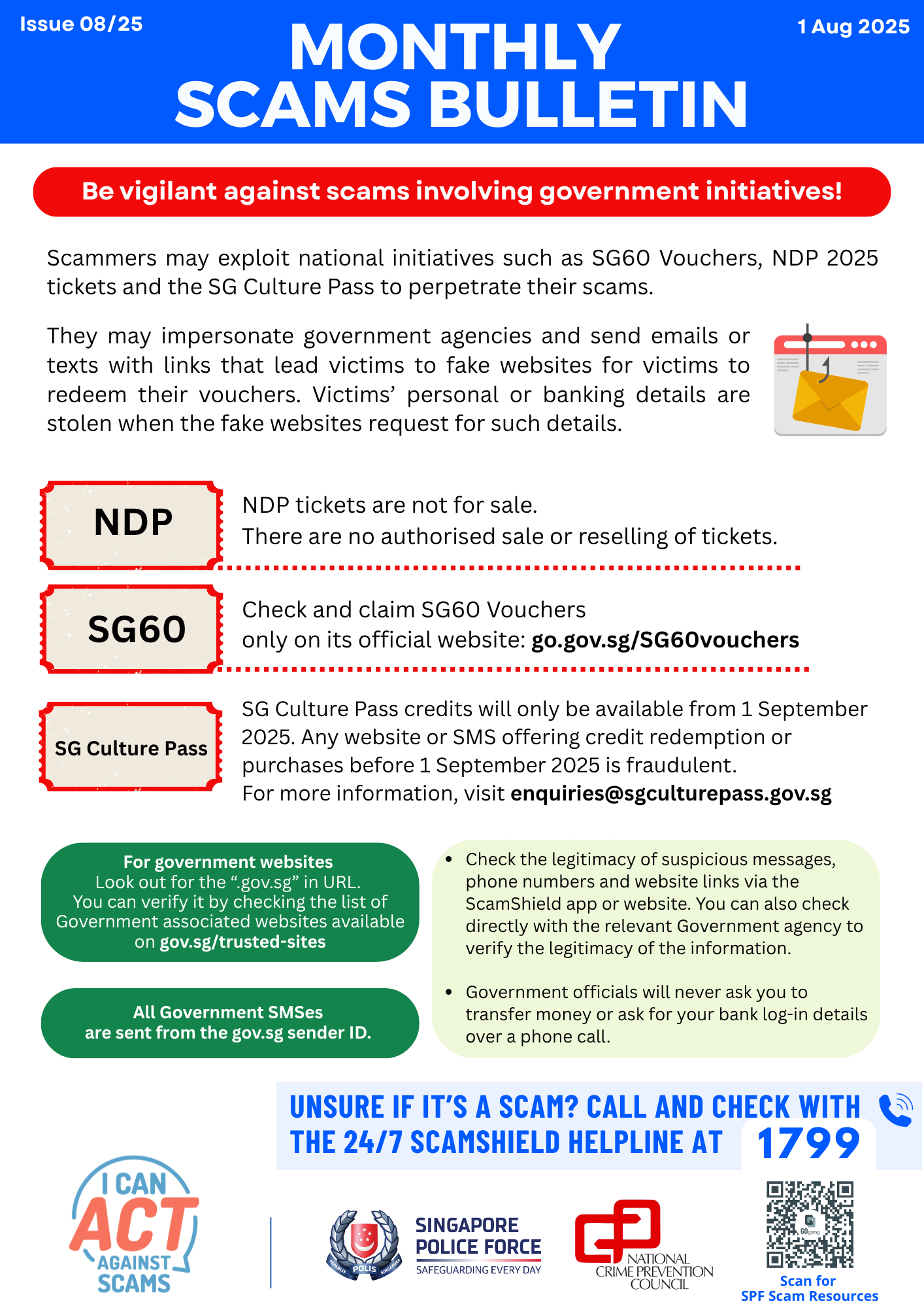 Monthly Scams Bulletin Issue 08 - August 2025 poster