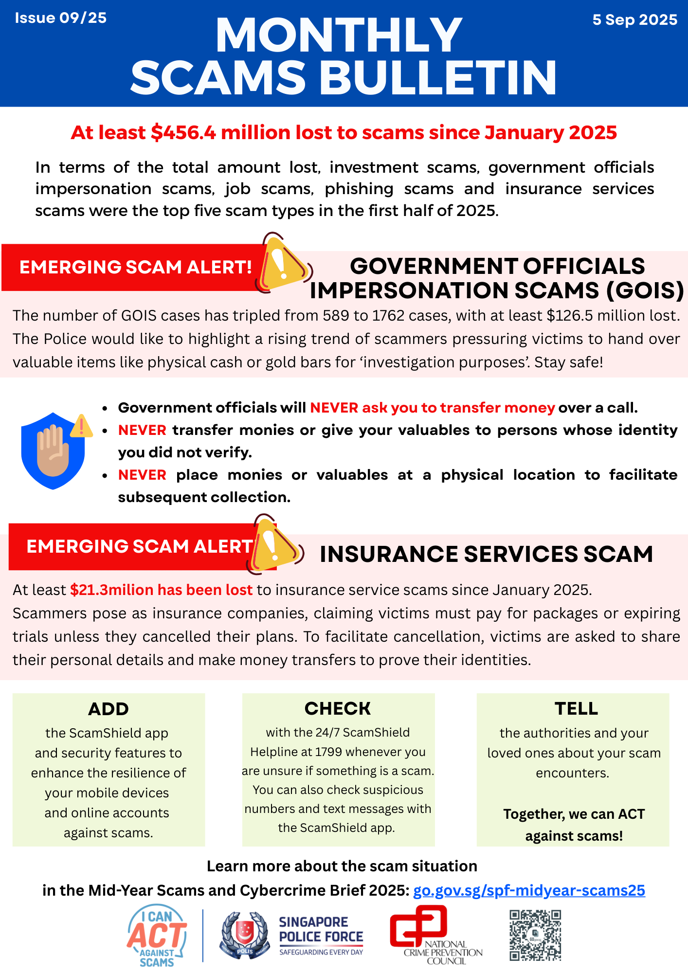 Monthly Scams Bulletin Issue 09 - September 2025 poster