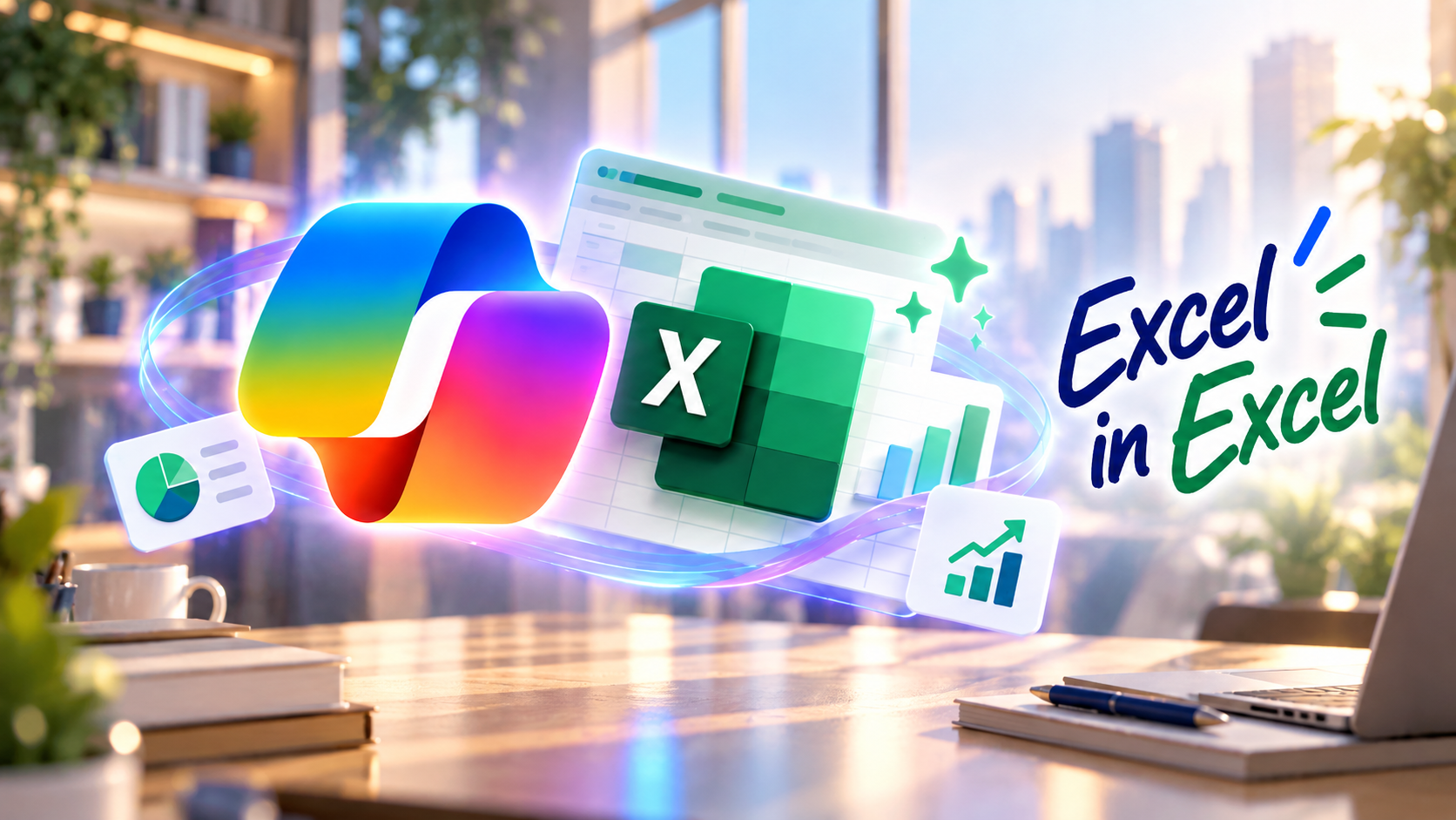 image showing Copilot logo and overlay of excel functions