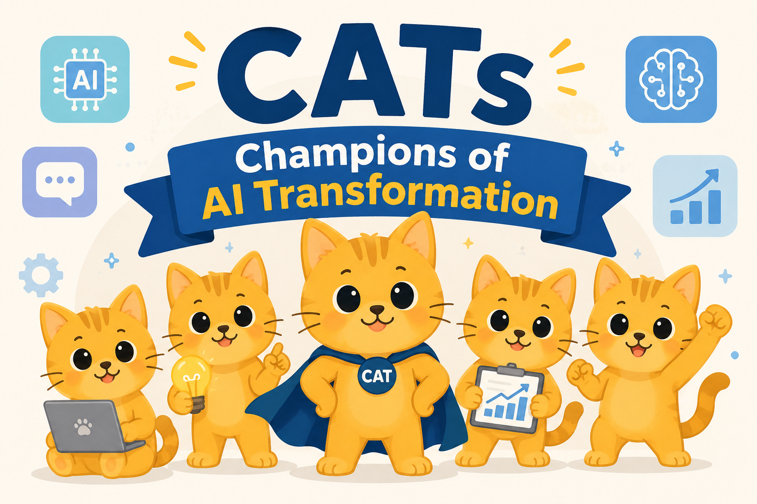 A banner picture of 'CATs' champions of AI transformation