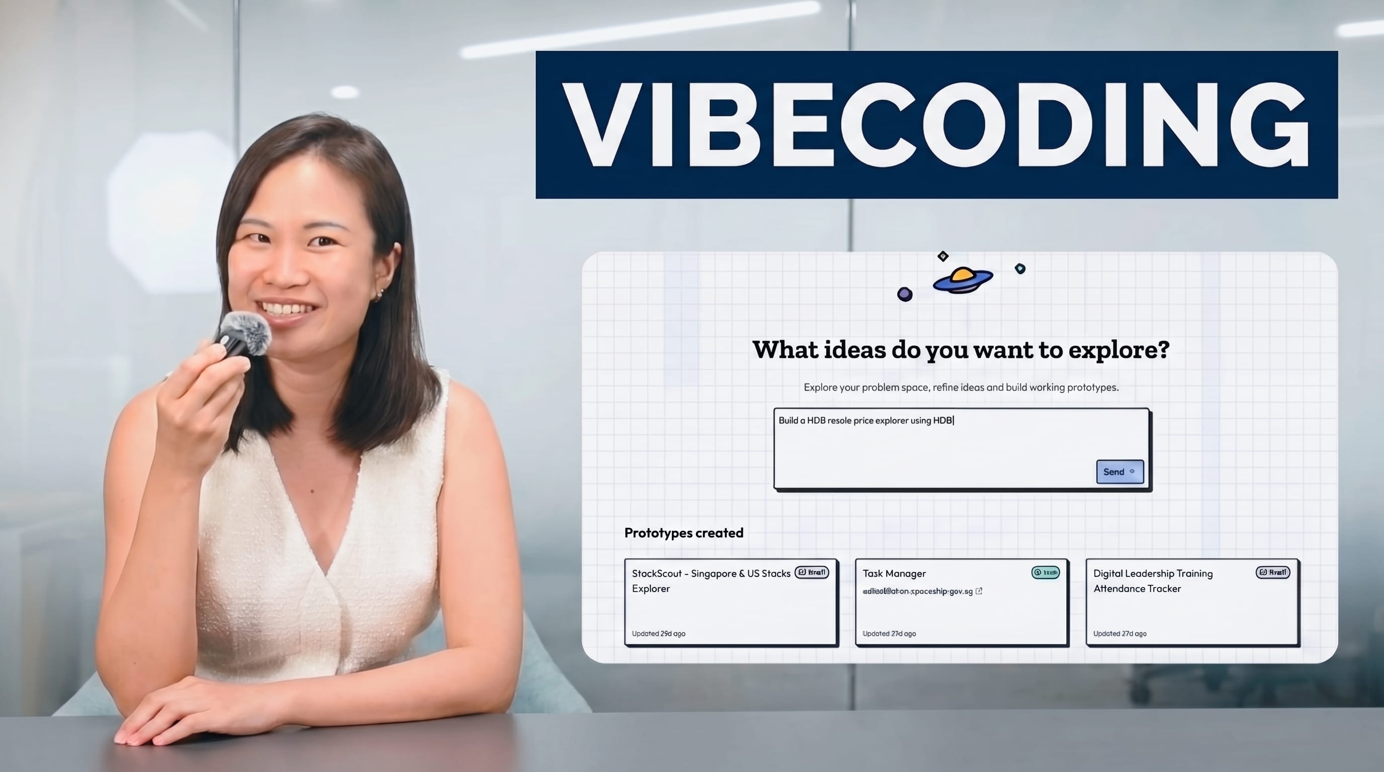 thumbnail of a woman with the words vibecoding on screen