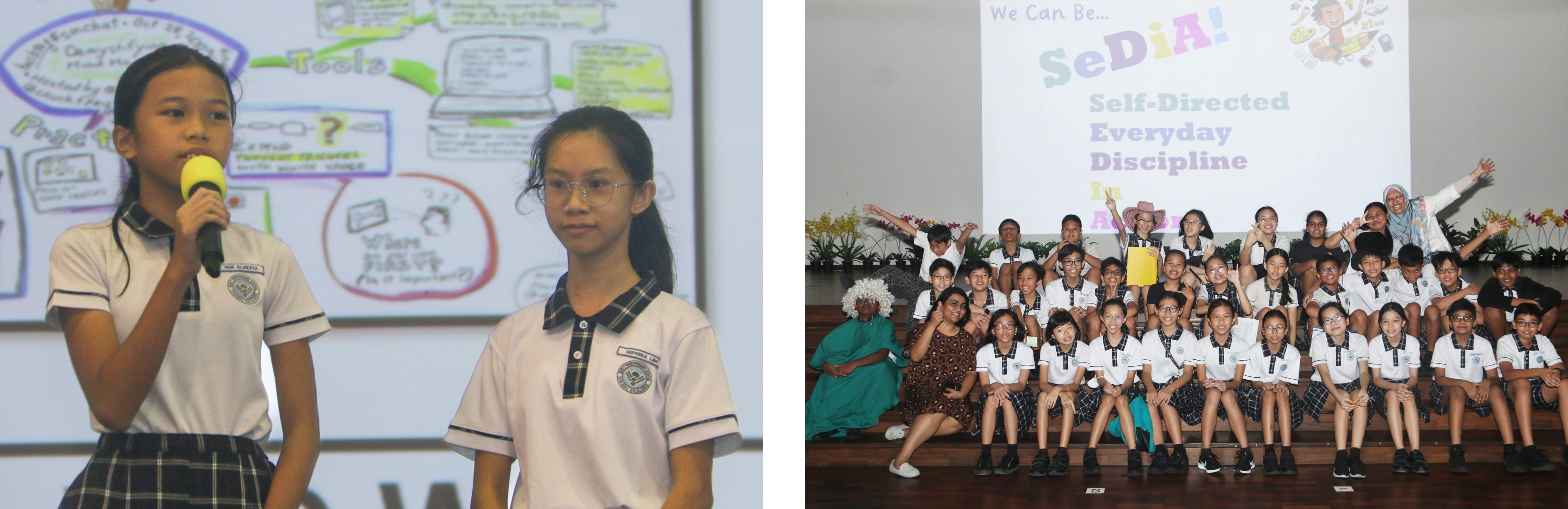 Students presented about self-directedness and posing for a group photo