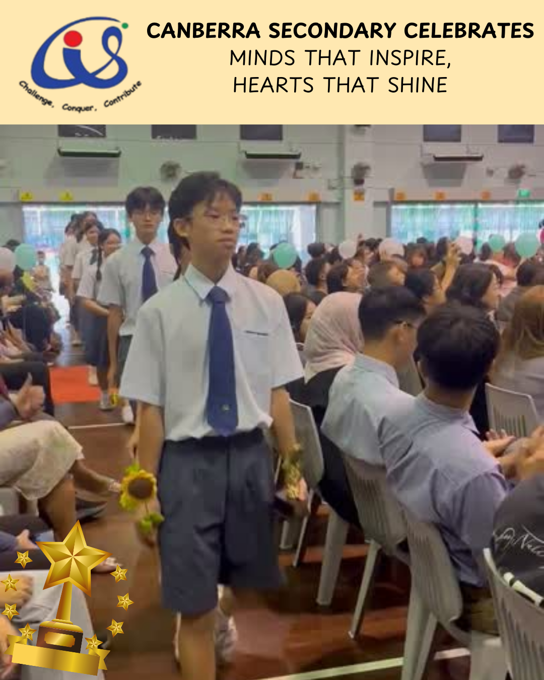Student awardees enter the Hall