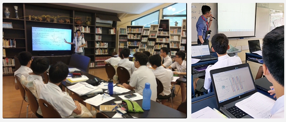 Our students during a TDP lesson; and using computer simulation and mathematical modelling to develop problem-solving skills