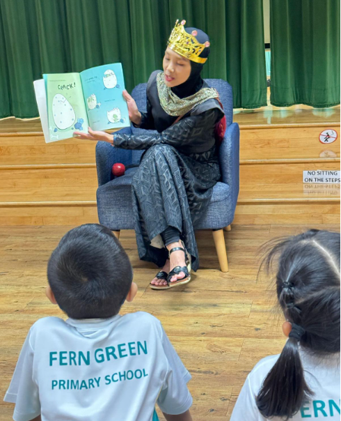 Teachers tell exciting stories through books and puppets in the school library, kindling the imagination of young minds.
