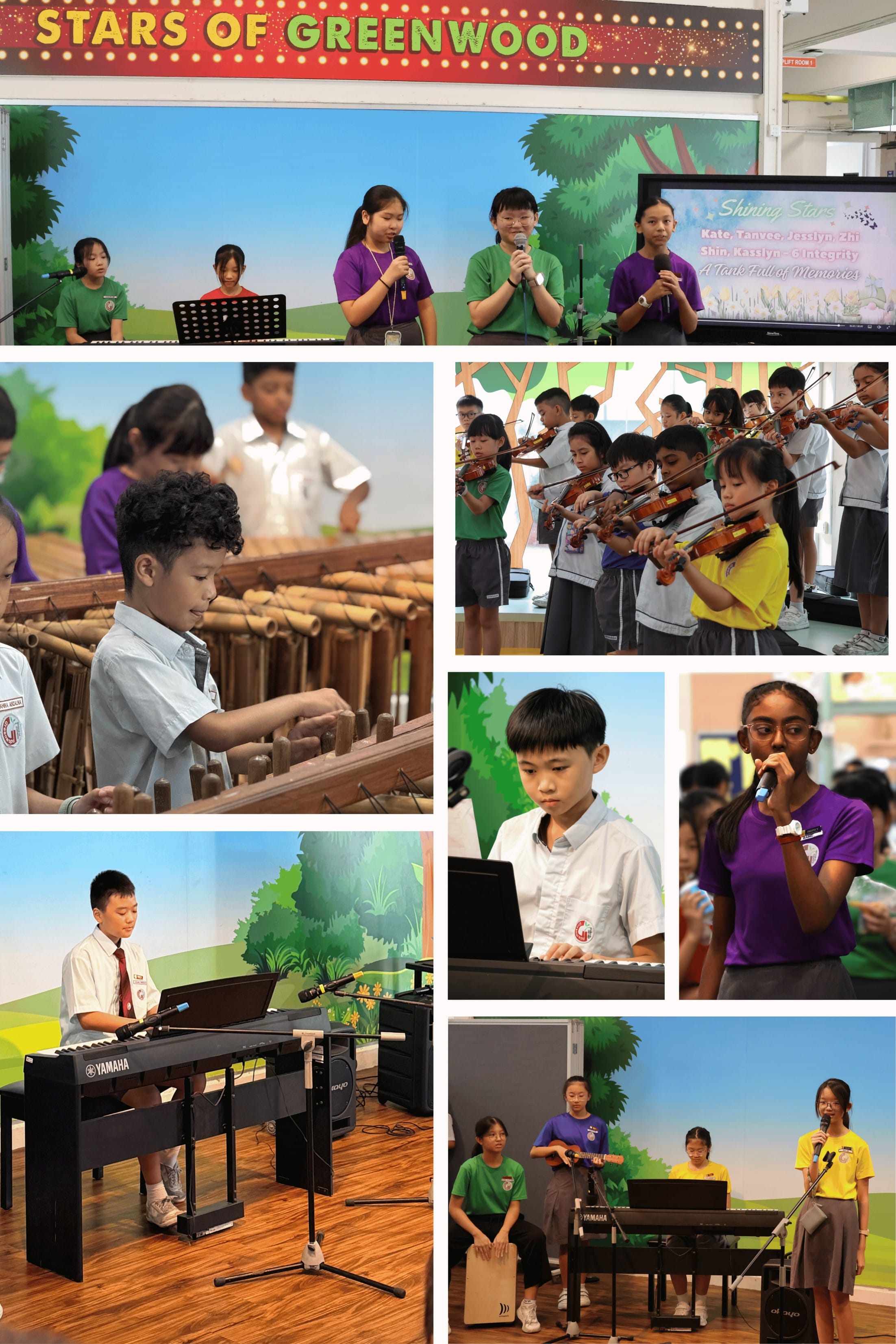 Performances: P2 Violin Programme, P3 Angklung & Kulintang Programme, SYF Youth Station (Original Songs), Musical talents from all levels.