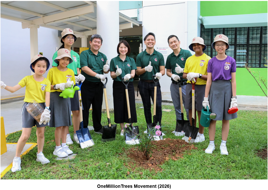 School leaders and Eco-Ambassadors planting a tree for OneMillionTrees Movement 2026