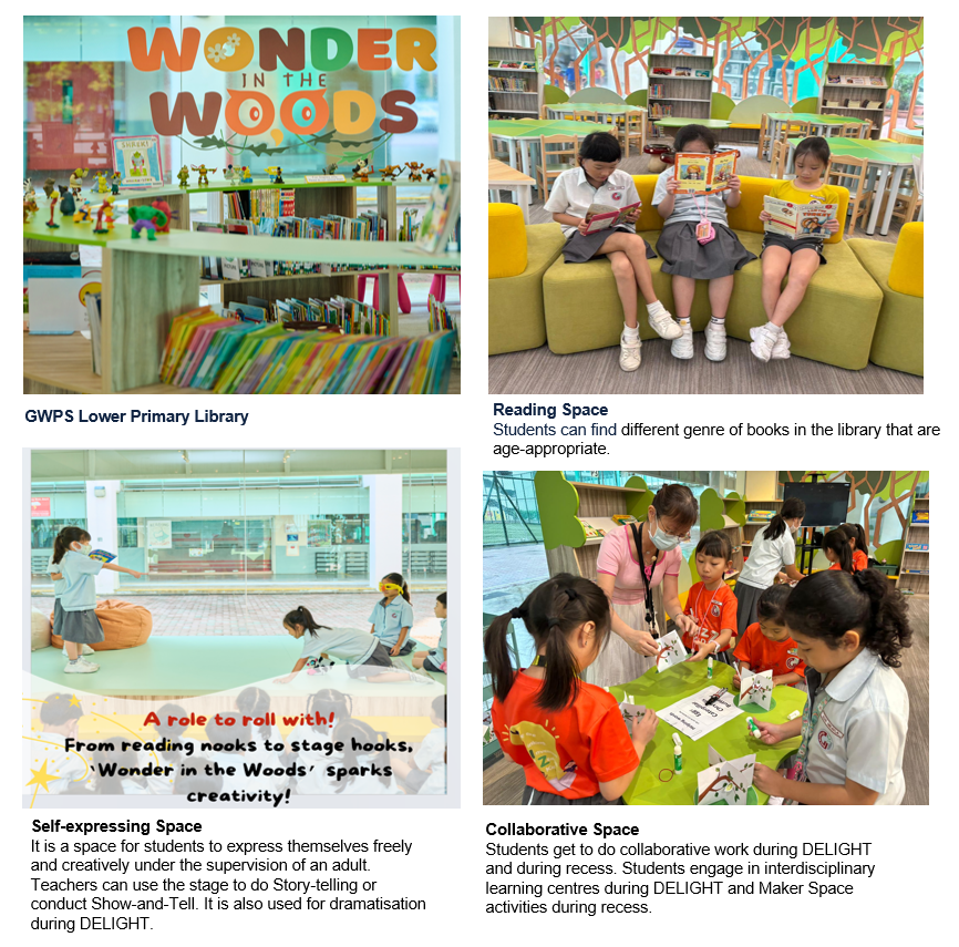 Collage photos in lower primary library