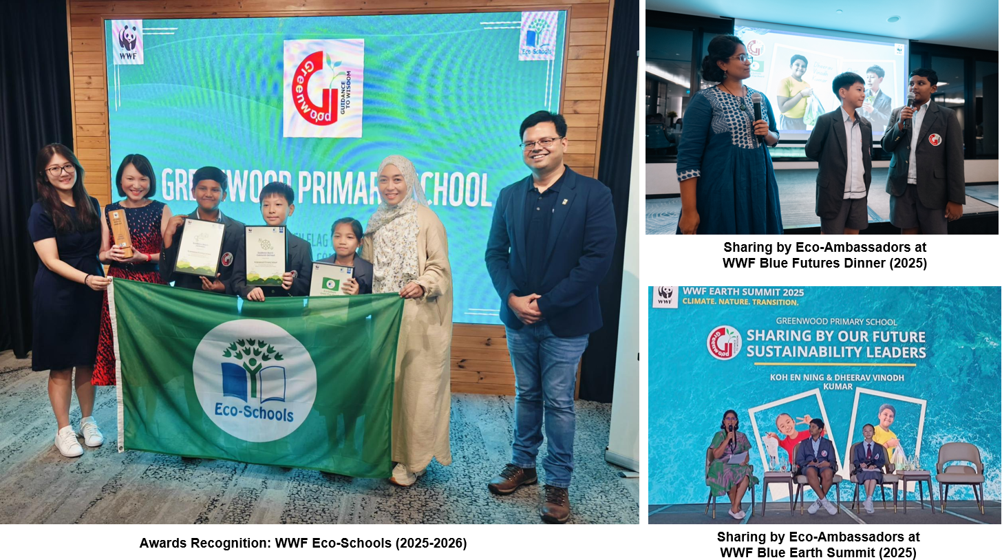 3 photos; Community Outreach with Preschoolers, Eco-Ambassadors as Environmental Advocates and Recycling Programme