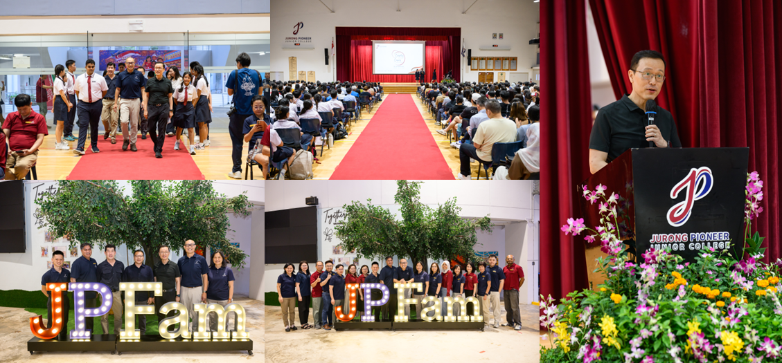Various pictures showing College Day (Principal, GOH address, Pictures at JPFam)