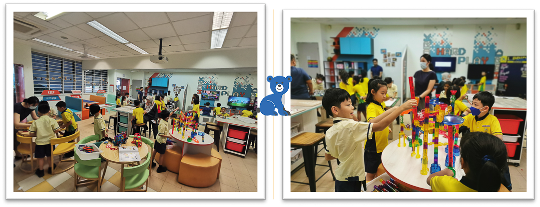 The BRight Room provides a safe space where students come together and practise befriending skills (left). BRight Recess Play (BRRP) provides students to lead themselves to play and interact positively with others (right).
