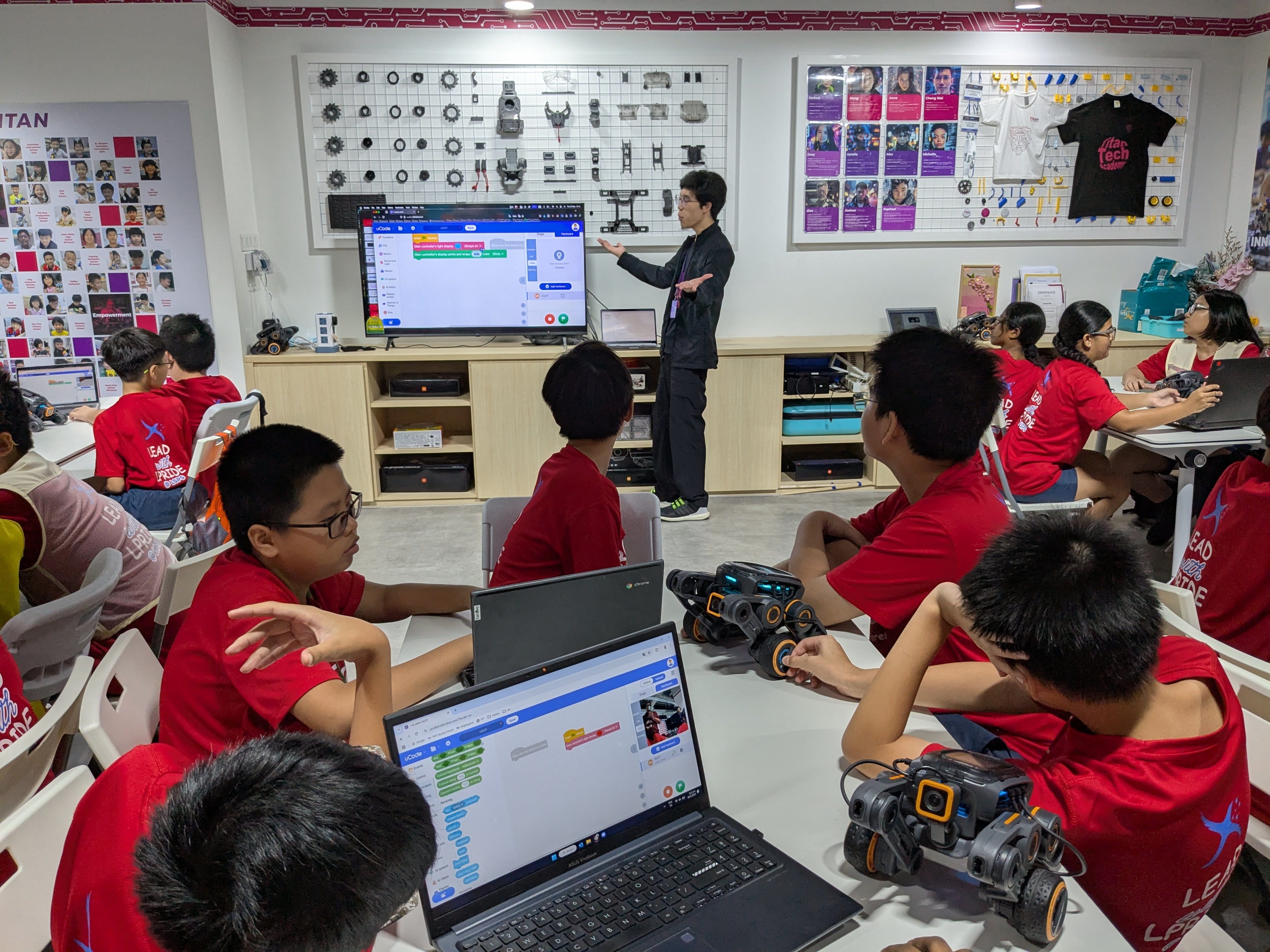 Students listening attentively as the Titan Tech Academy’s instructors facilitate the lesson