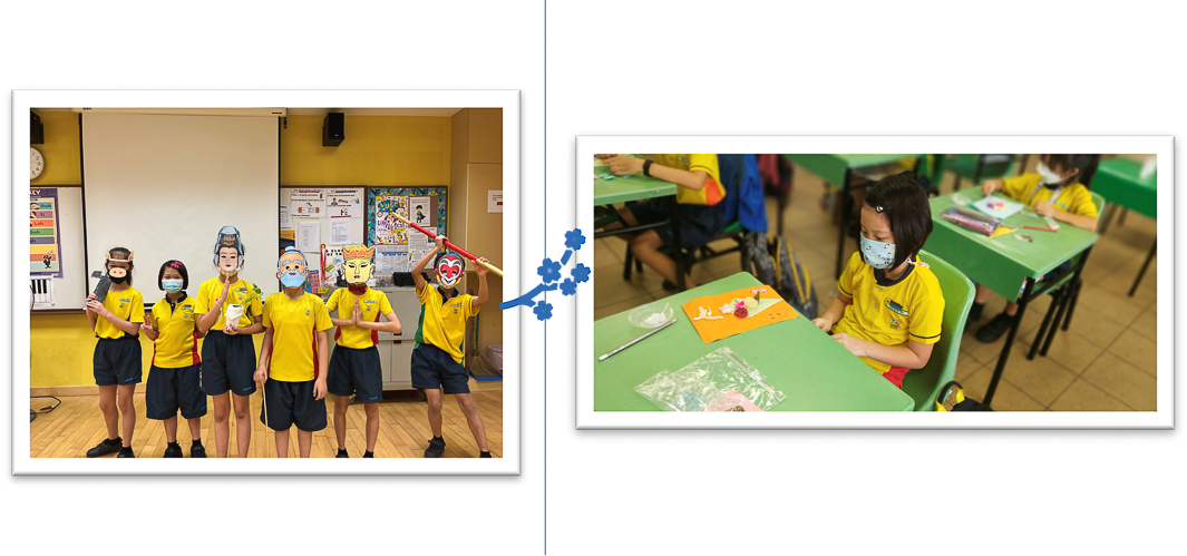 Class Performance in Mother Tongue Fortnight (left). Guided Activity in Mother Tongue Fortnight (right).