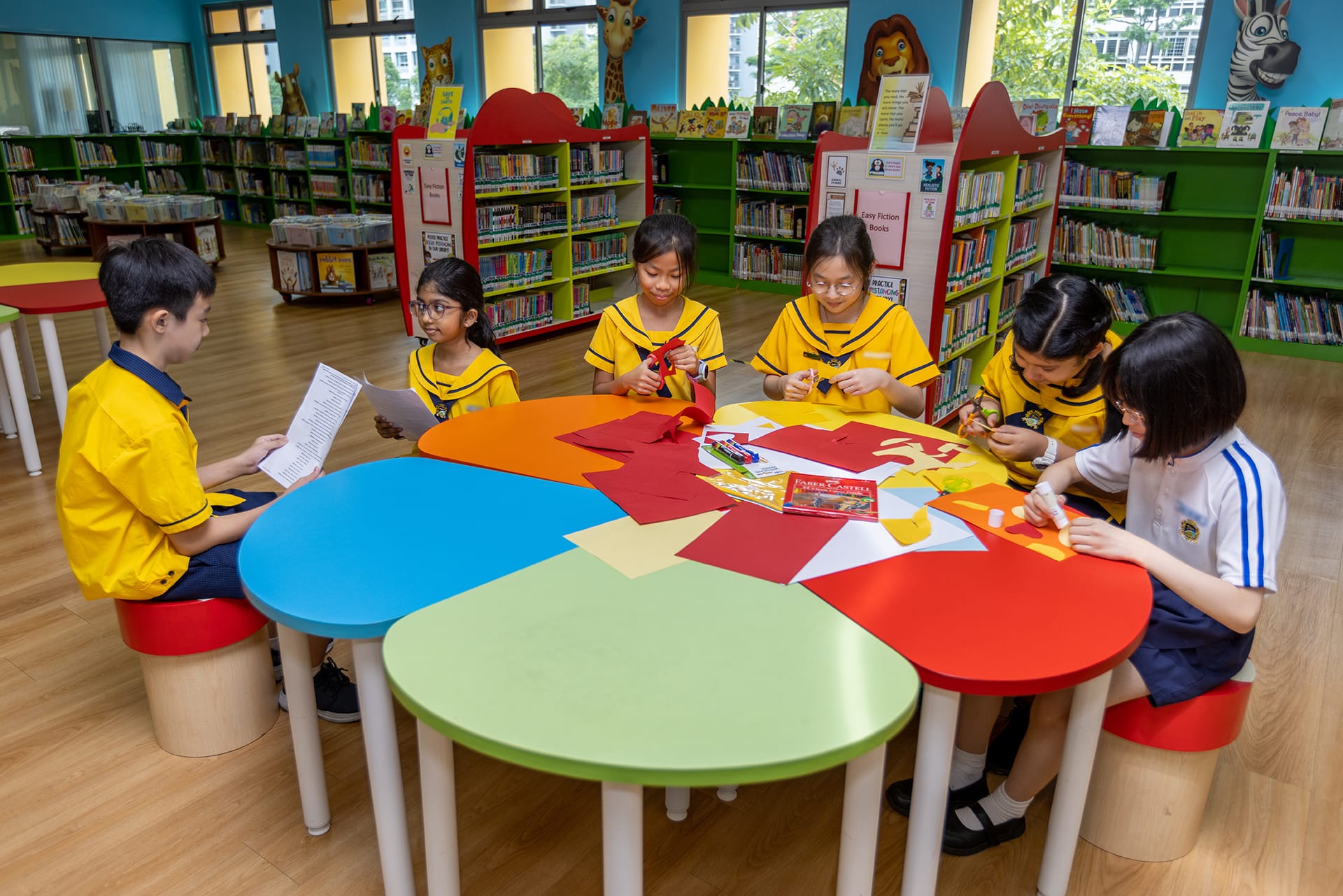 students working on craft activities