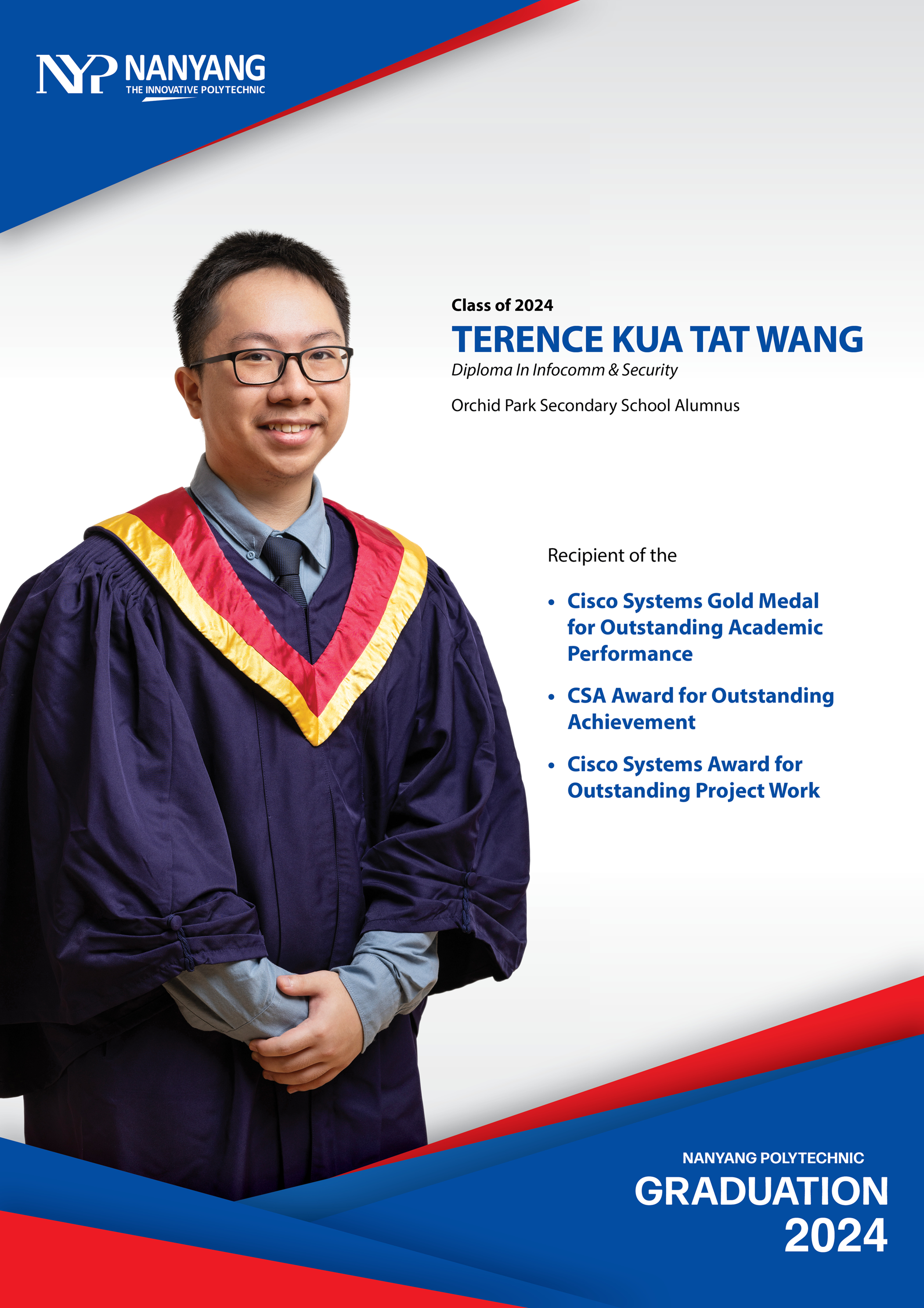 Congratulatory Poster of Terence Kua from Nanyang Polytechnic