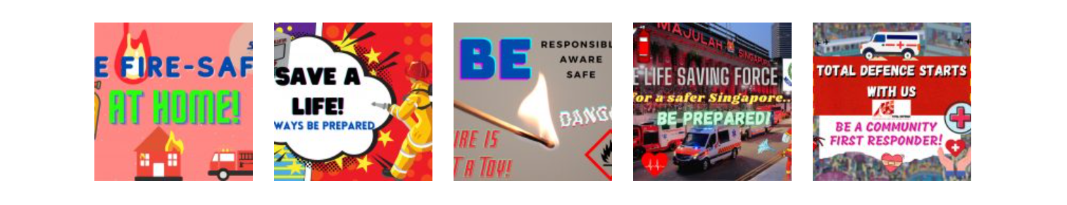Five student-designed e-gretting cards promoting emergency preparedness, fire safety and community resilience. 