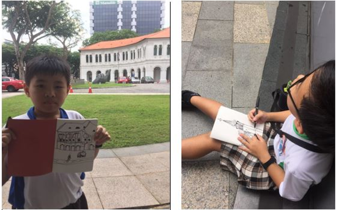 During one of our learning journeys, our pupils made their first attempts at Urban Sketching