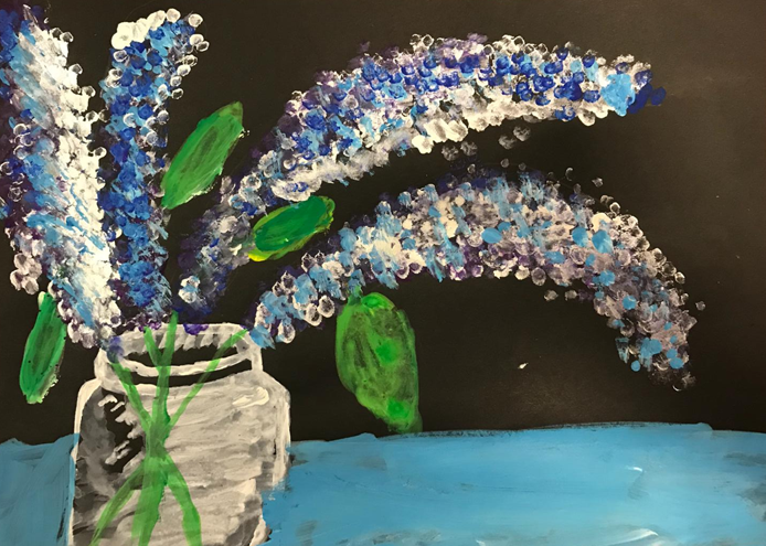 Cotton bud paintings done by our very own P4 and 5 Art Club pupils