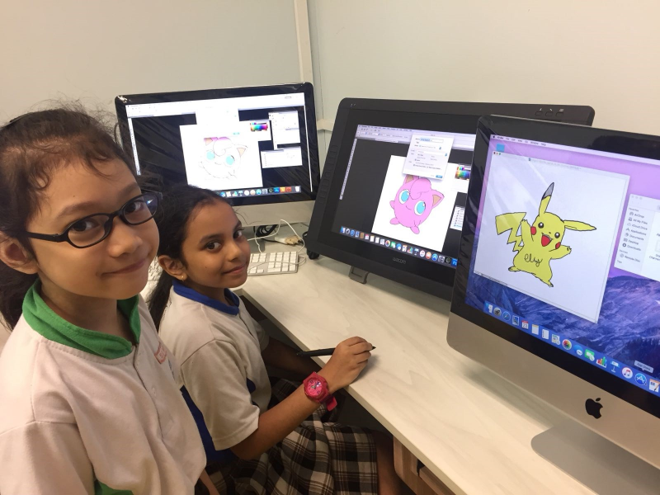 Our pupils with their completed designs