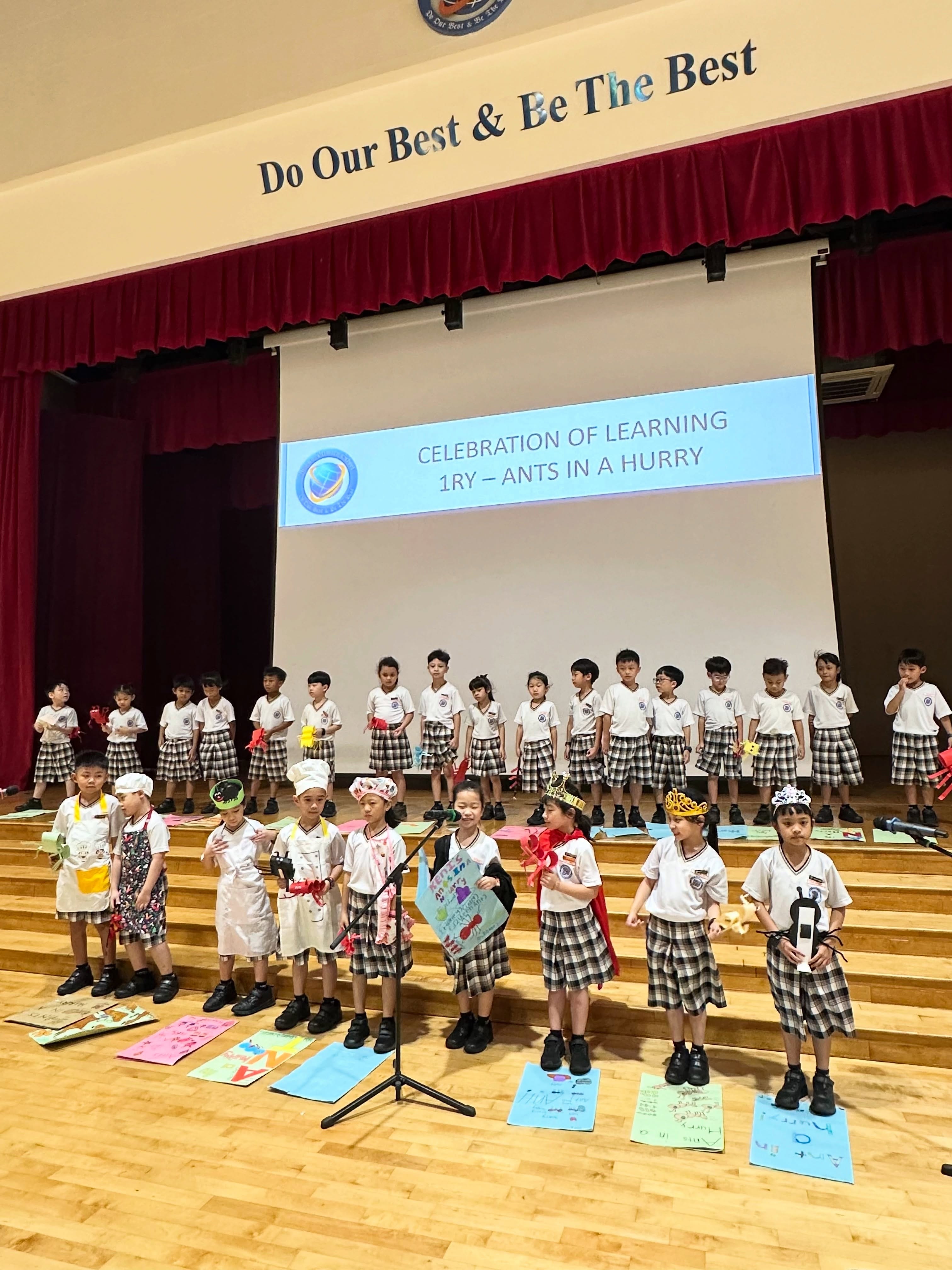 Students from 1 Responsibility performing "Ants in a Hurry" during Celebration of Learning.