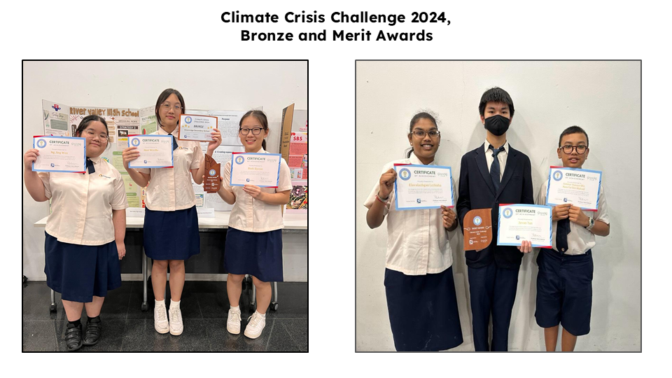 Greenridge Secondary School students received Bronze and Merit Awards at the Climate Crisis Challenge 2024, recognising their innovative solutions, teamwork, and commitment to addressing environmental challenges.