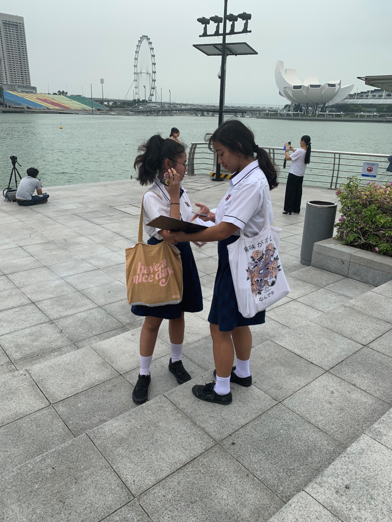 The Geographical Investigation (GI) at Marina Bay area required the students to interact with members of the public as well as to observe the environments in order to test their hypotheses.