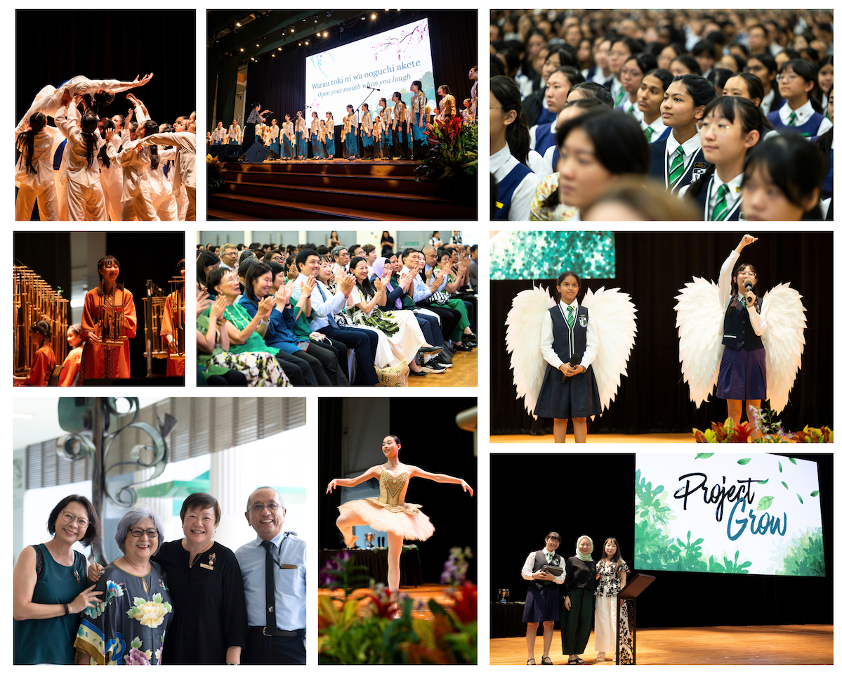 A collage of dance performances on stage, audiences clapping, and seated audiences.