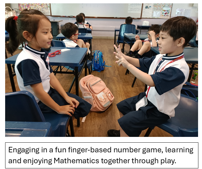 Enjoying Mathematics together through playing finger-based number game.